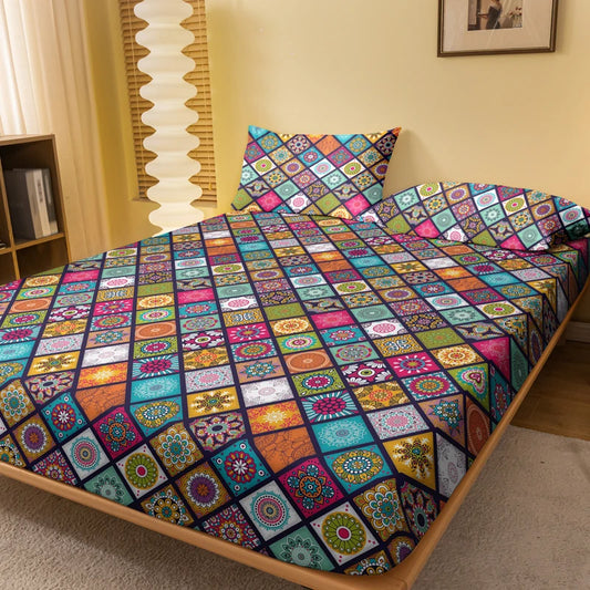 Tejesa Bohemian patterned frosted bedsheet, bedroom printed bedspread, bedding (excluding pillowcases)
