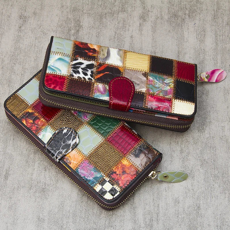 Hemasa  Women's Casual Wallet Single Pull Buckle Patchwork Card Holder Bank Zipper