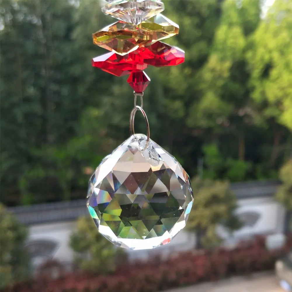 Rainbow Glass Crystal Garland Strands Chakra Beads Prisms Suncatcher Chandelier Crystal Ball Replacement Car Pendant Hanging