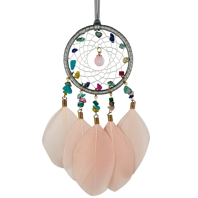 Hemasa Dream Catcher Wind Chime Hand-woven Feather Car Pendant Bedroom Curtain Hanging Ornaments Festival Gift Home Decoration