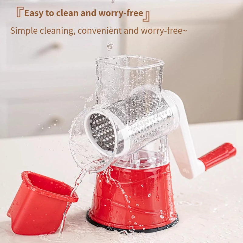 Tejesa 3-in-1 manual vegetable cutting machine with 3 sharp rollers, cheese, potatoes, garlic, kitchen cooking accessories