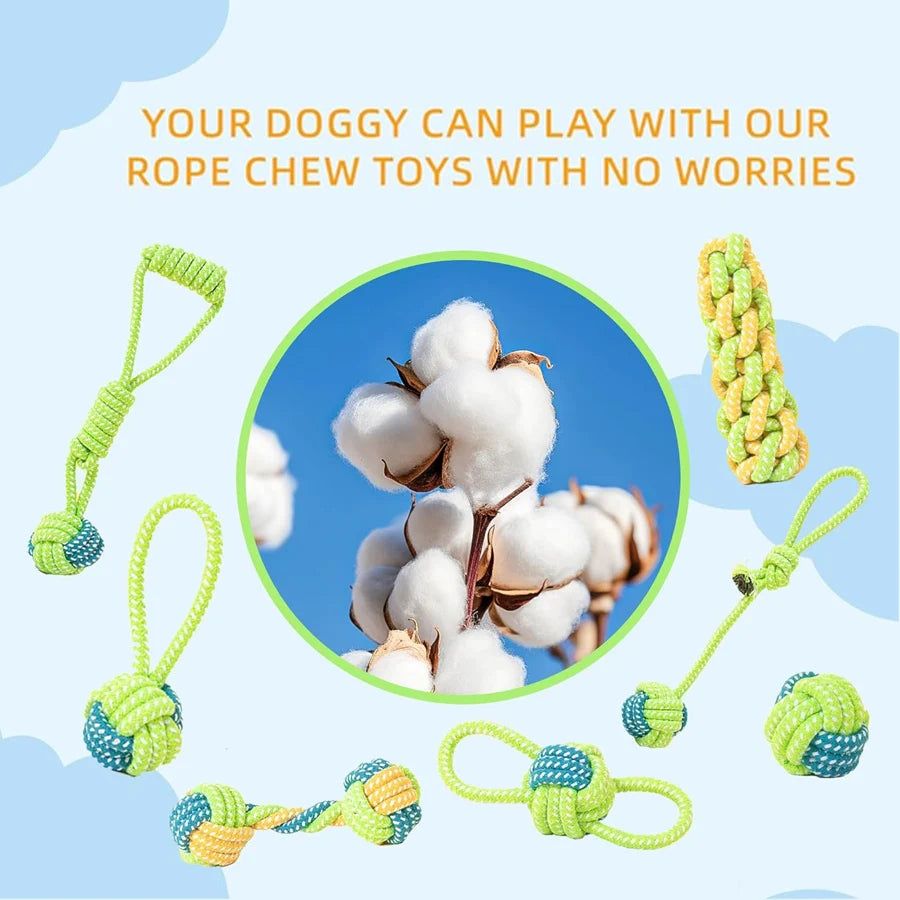 Tejesa [1/7 Pack] Dog Tug Rope Toys, Strong Durable Chew Toys for Aggressive Chewers, Interactive Fetch Toys for All Size Dogs