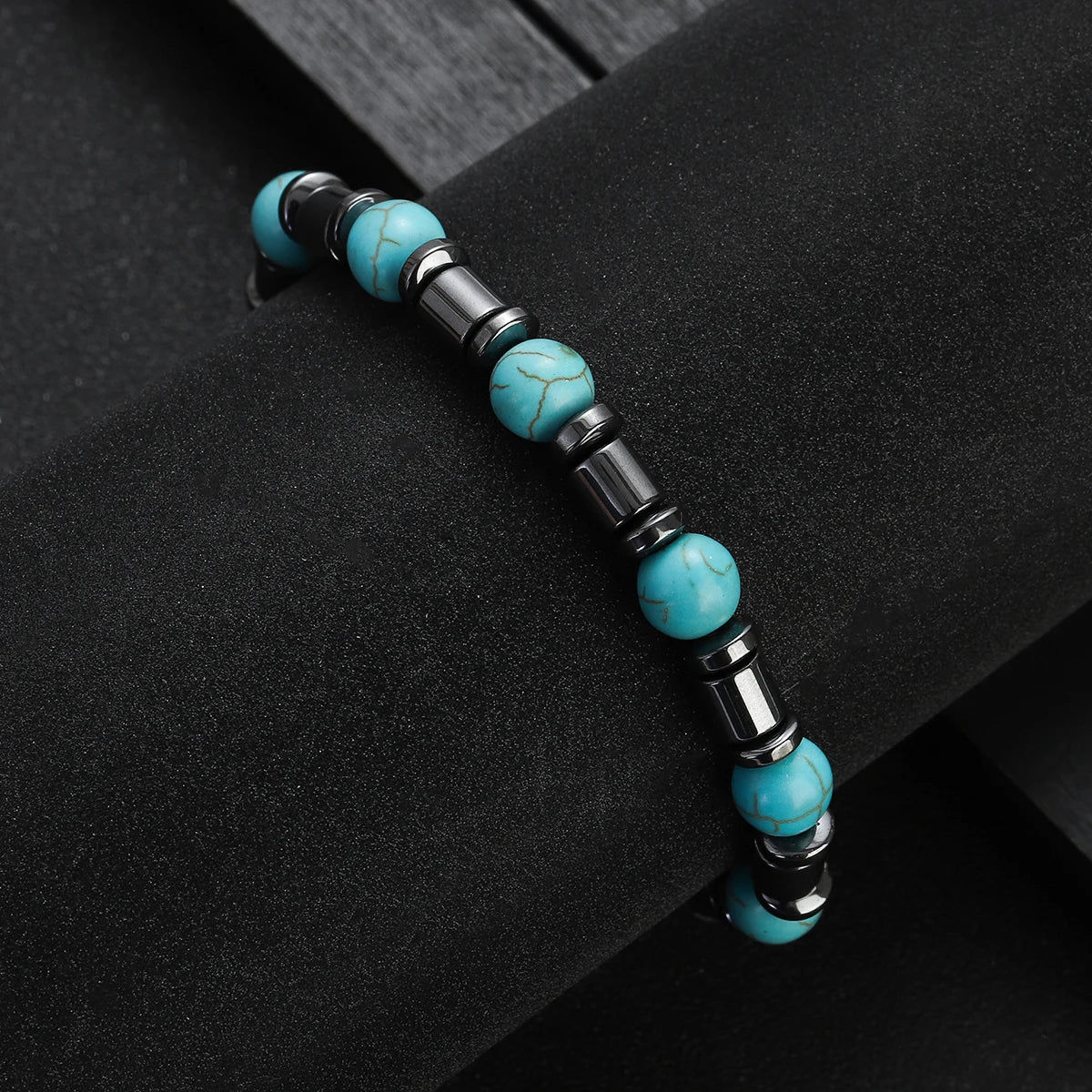2023 New Fashion Natural Stone Beads Bracelet 8MM Black Hematite Turquoises Beaded Stretch Bracelets Bangles Women Men Gift