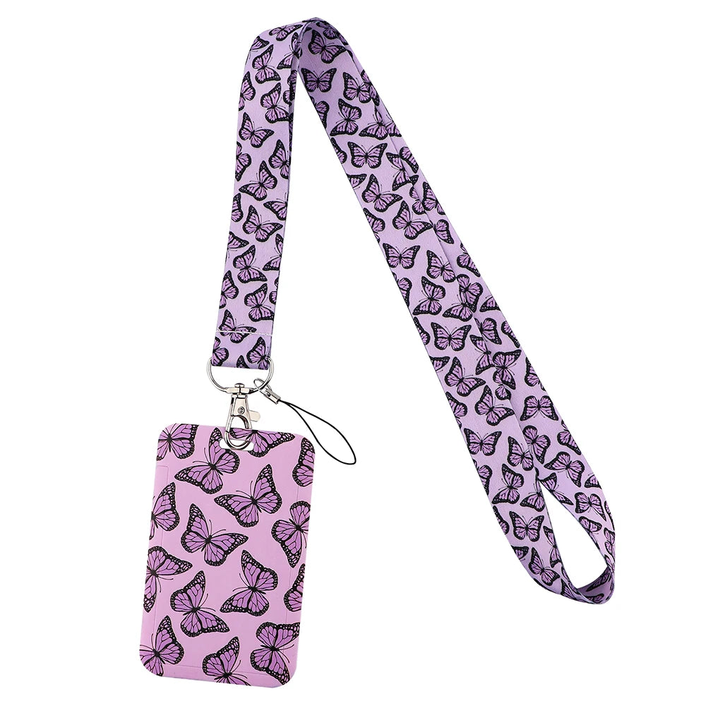 Tejesa Butterfly Lanyard Business Credit Card Holder Neck Strap Keychain Hang Rope ID Badge Holder Lariat Lasso