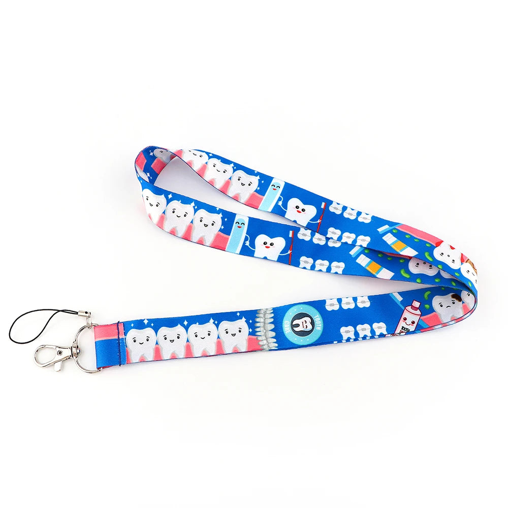 Dentist Doctor Nurse Cartoon Credential Neck Strap Lanyards Keychain ID Card Pass Hang Rope Lariat Key Chain Ring Badge Holder