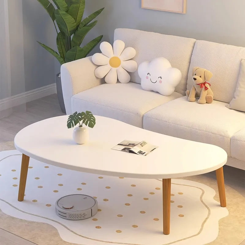 Formwell 120*50cm top Mango-Shaped Oval Coffee Table Sofa Table Accent Table for Living Room easy assembling