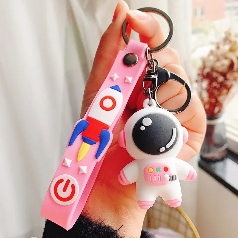 2pcs PVC Cartoon Planet Tour Astronaut Keychain Cute Astronaut Couple Chain Soft Rubber Small Pendant Key Ring Gift Aesthetic
