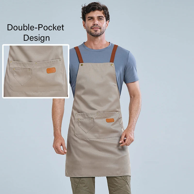 1pcs Kitchen Waterproof Apron,Chef Apron for Men Women,Cotton Canvas Household Work Aprons for Shop Garden Restaurant Cafe