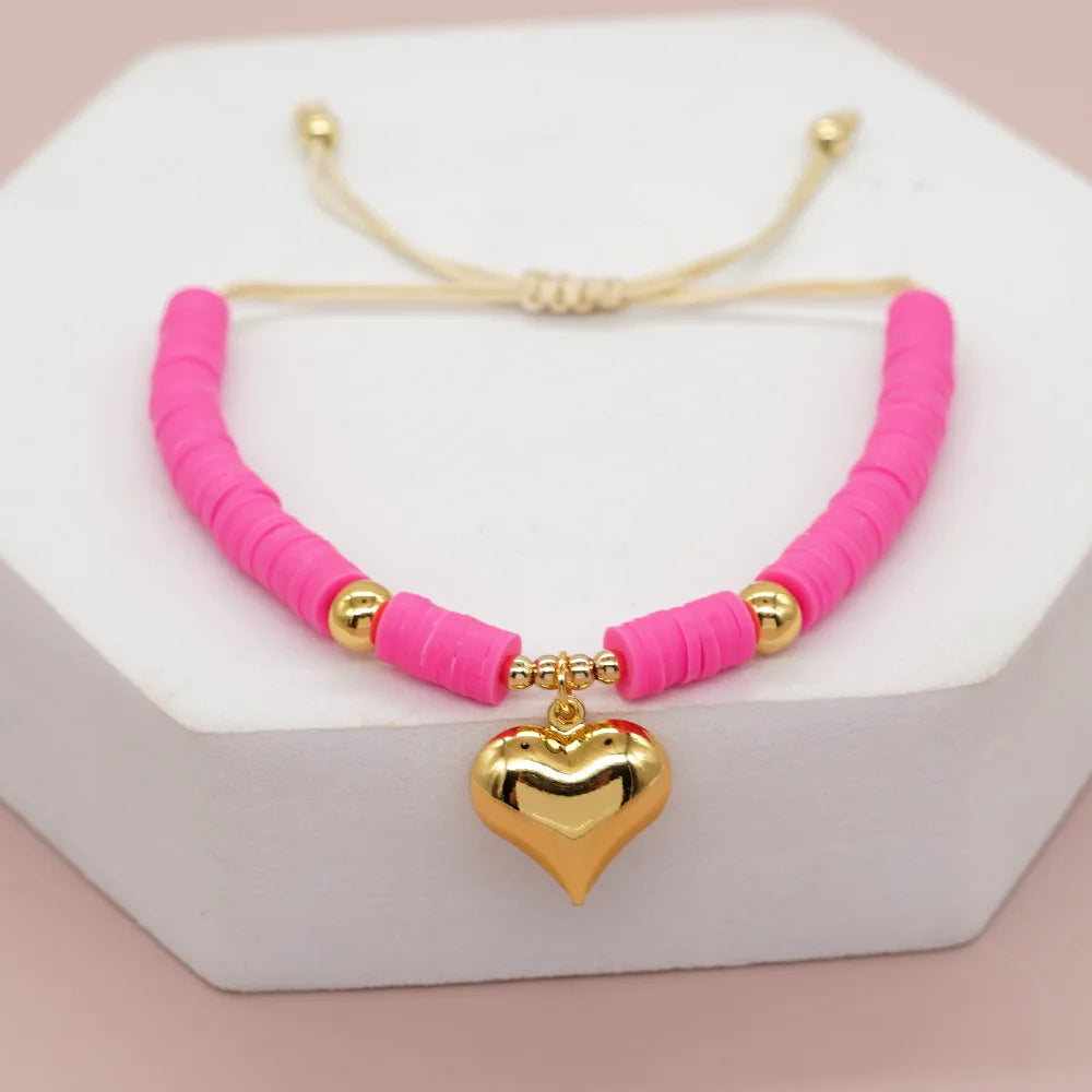 Tejesa Bohemian Freshwater Pearl  Gold Plated  Polymer Clay Bead Bracelet Set