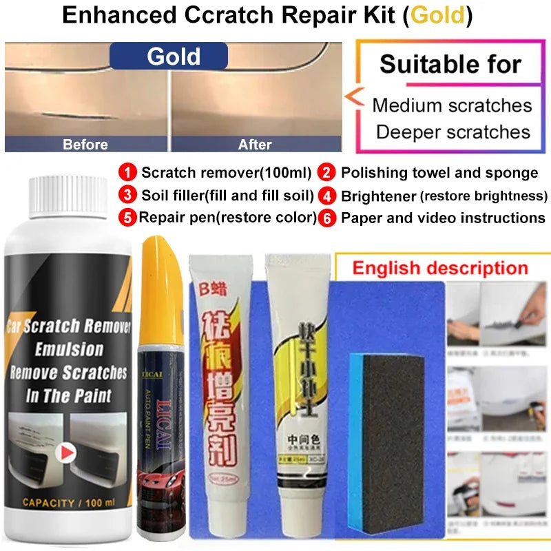 Hemasa Car Scratch Remover Paint Care Tools Auto Swirl Remover Scratches Repair Polishing Auto Body Grinding Compound Anti Scratch Wax