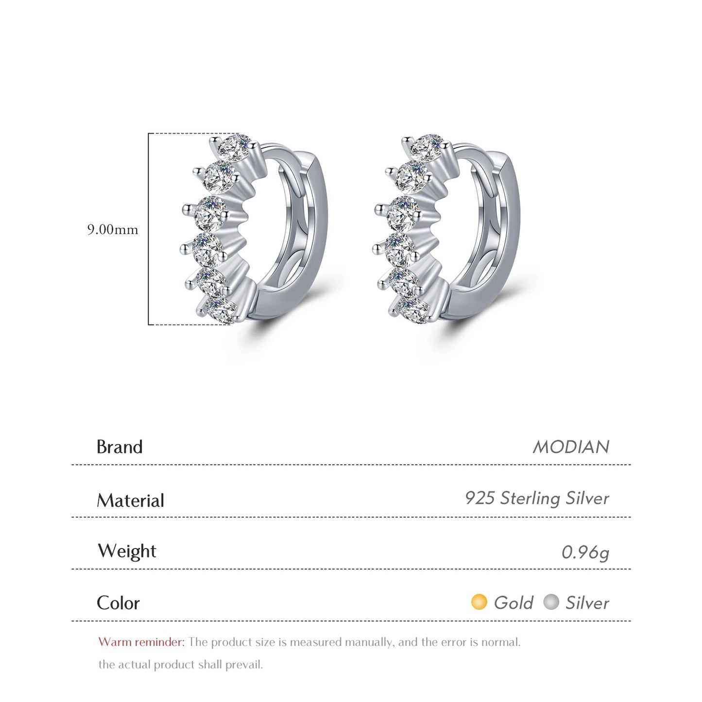 Tejesa Real 925 Sterling Silver Dazzling Elegant Multiple Diamonds Hoop Earrings For Women