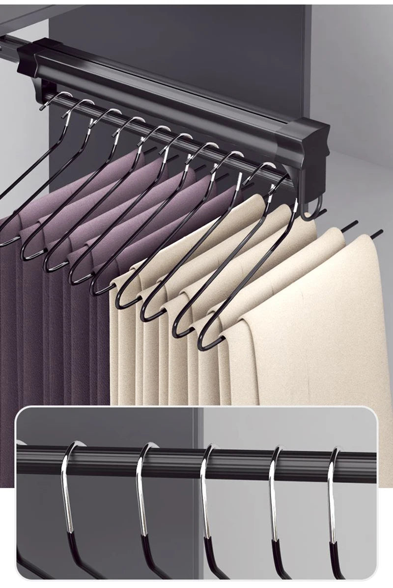 Hemasa Adjustable Wardrobe Clothing Rail Heavy Duty Pull-Out Closet Valet Rod 25CM Top Mount Wardrobe Hanger Rack Bar Ball Slide