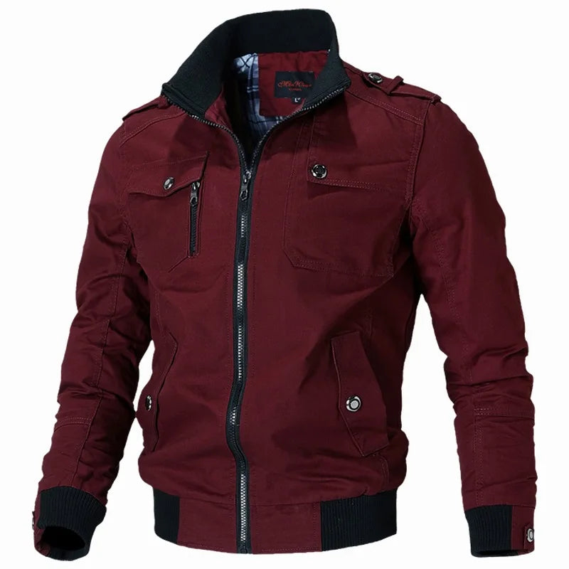 Hemasa Men's Jacket Casual Fashion Outer Jacket Men's Jacket / Stand Up Slim Military Bomber Jacket for men