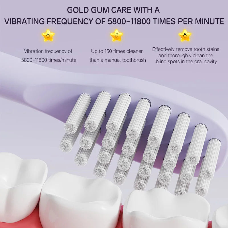 Kid's Electric Toothbrush With Replacement Heads Color Cartoon Soft Hair Cleaning Children Brush Rechargeable Sonic Toothbrush