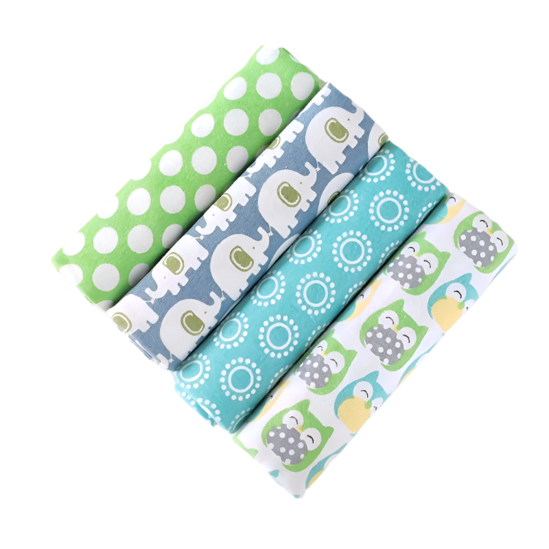 Hemasa 4pcs/pack 100% Cotton Flannel Diapers Supersoft Receiving Baby Blanket Newborn Wrap 76x76cm Baby Bedsheet Print Blanket Swaddle