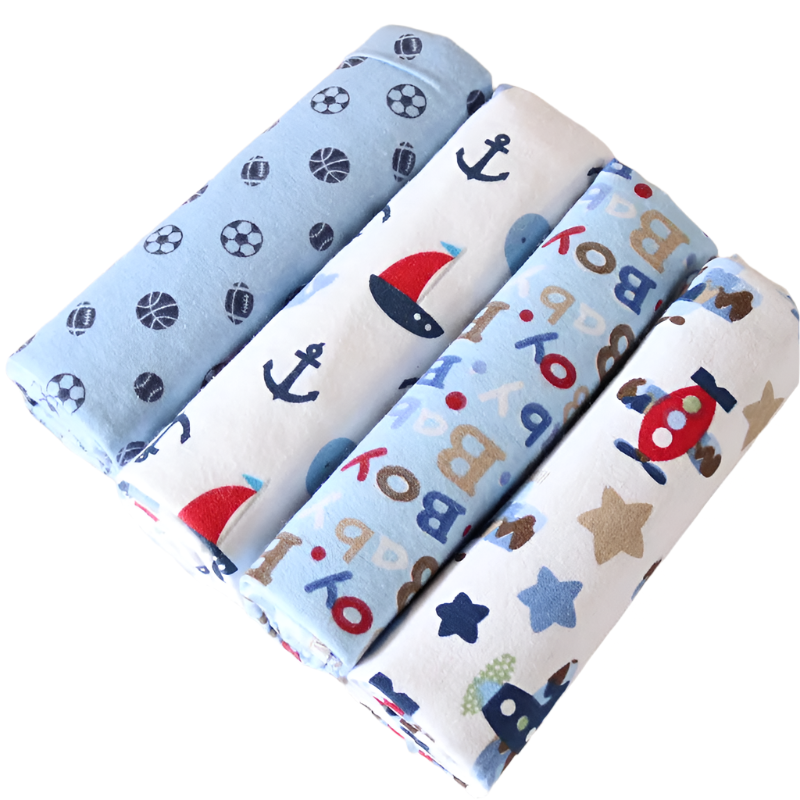 Hemasa 4pcs/pack 100% Cotton Flannel Diapers Supersoft Receiving Baby Blanket Newborn Wrap 76x76cm Baby Bedsheet Print Blanket Swaddle