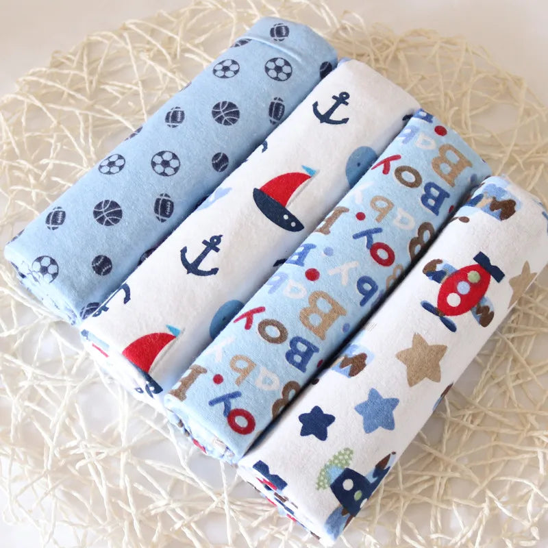 Hemasa 4pcs/pack 100% Cotton Flannel Diapers Supersoft Receiving Baby Blanket Newborn Wrap 76x76cm Baby Bedsheet Print Blanket Swaddle