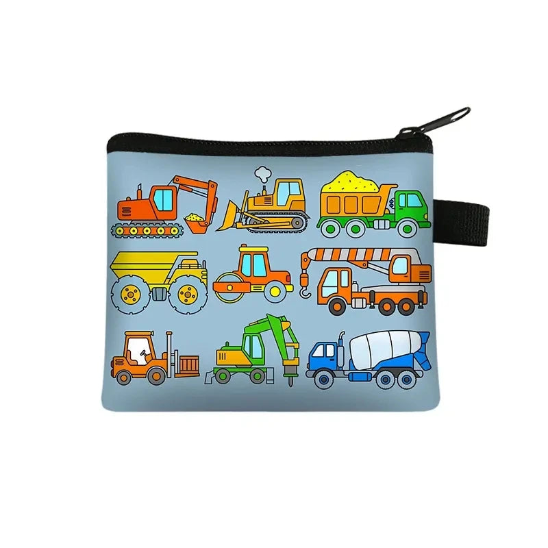 Tejesa Cartoon Coin Purse Keychain Zipper Pouch Kids Wallet Coin Bag Cute Excavator Purses and Handbags Small bag