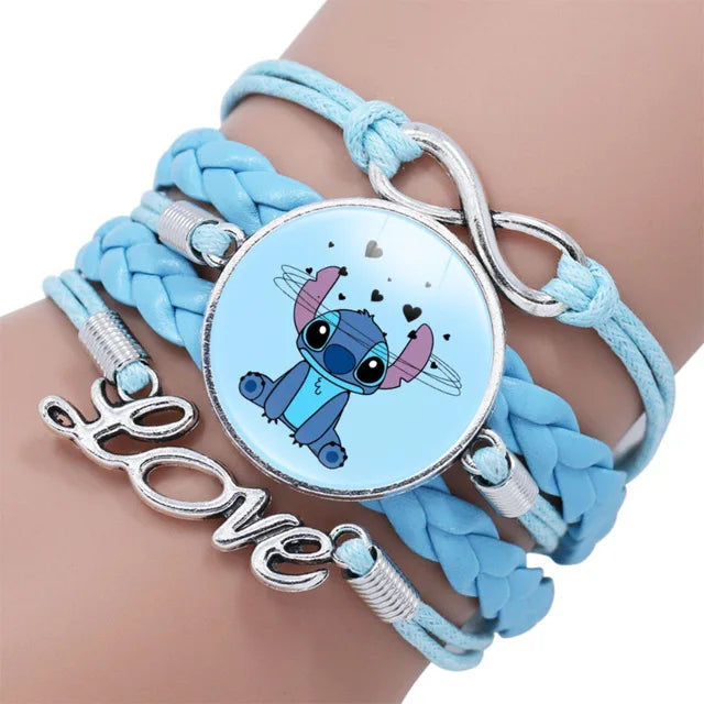 New Disney Lilo & Stitch Cartoon Bracelet Anime Figure Stitch Soft Leather Wristband Accessories Girls Kids Cute Jewelry Gifts