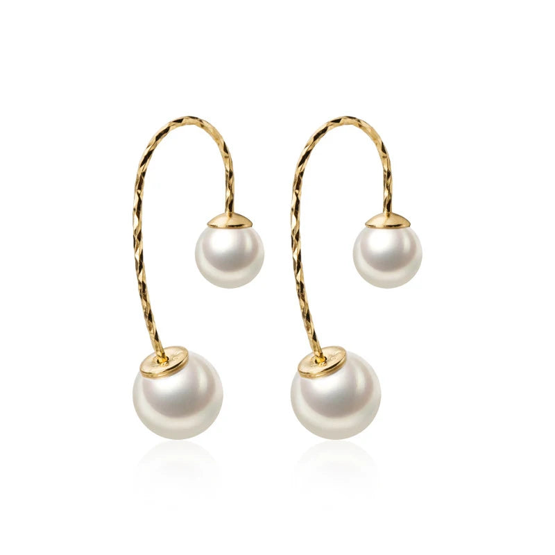 Modian Fashion Genuine 925 Sterling Silver Gold Color Elegant Pearl Dangle Earring for Women Hook Earring Fine Jewelry Brincos