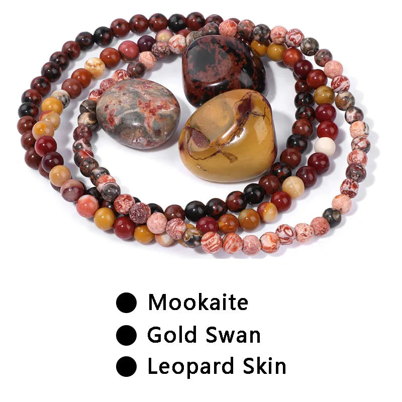 3pcs/set 4mm Beaded Bracelet with Raw Stone Natural Aventurine Amethysts Rose Quartz Beads Bracelets Women Men Energy Jewelry