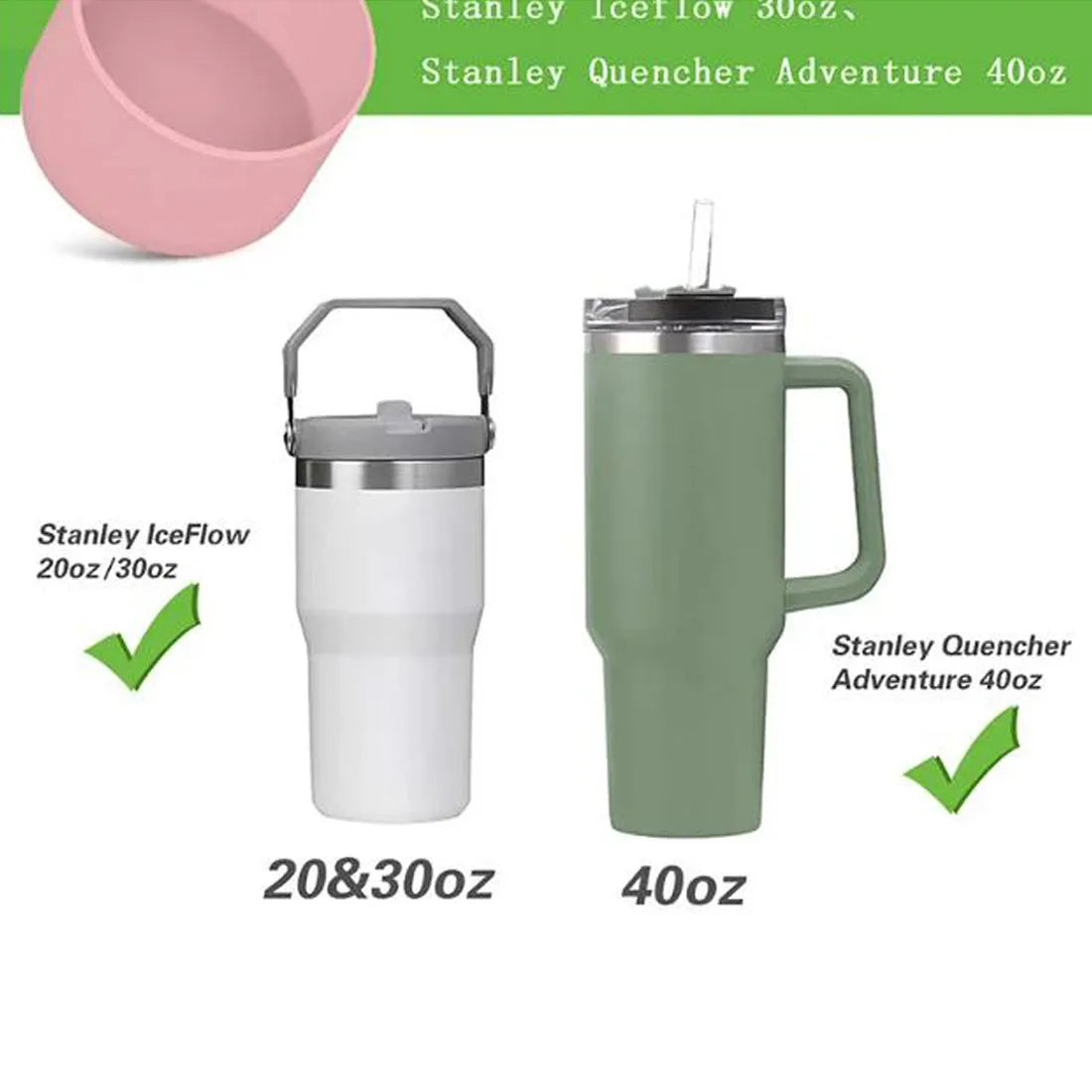 Hemasa 2 PCS Silicone Cover for  40oz Tumbler with Handle &  Protective Bottle Boot Sleeve