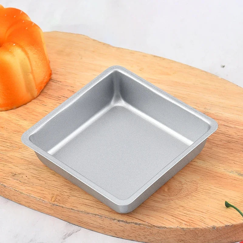 Tejesa 4/6Pcs Square Mini Cake Mold Nonstick Bread Pizza Baking Tray 4 Inch Carbon Steel Cake Pan Baking Dish Mold Bakeware For Kitchen