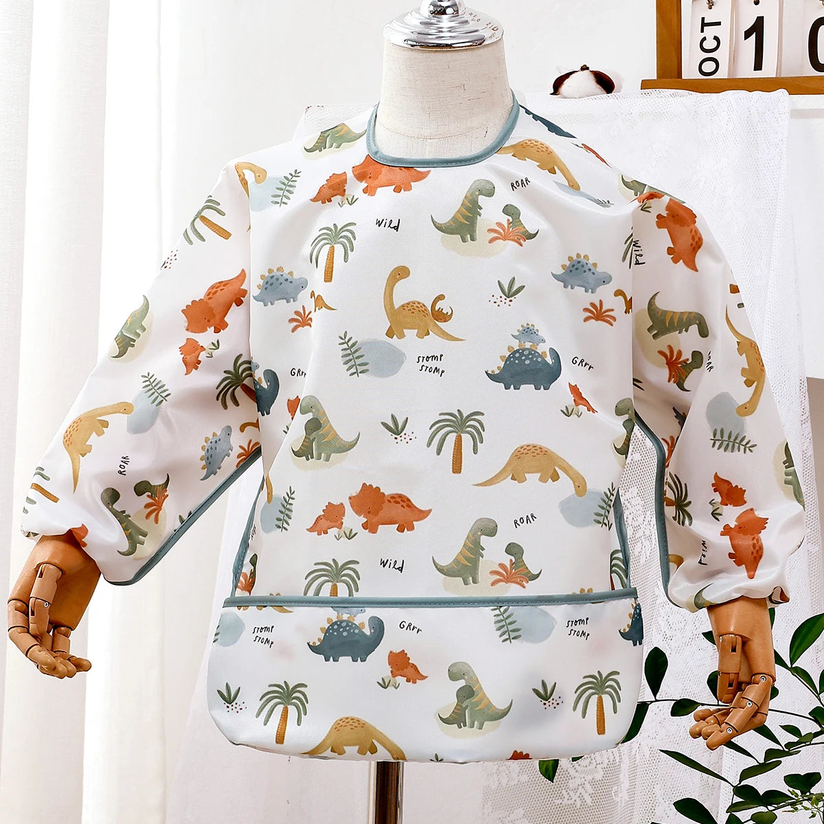 Tejesa Waterproof Baby Long Sleeve Feeding Bib Fashion Full Body Cover
