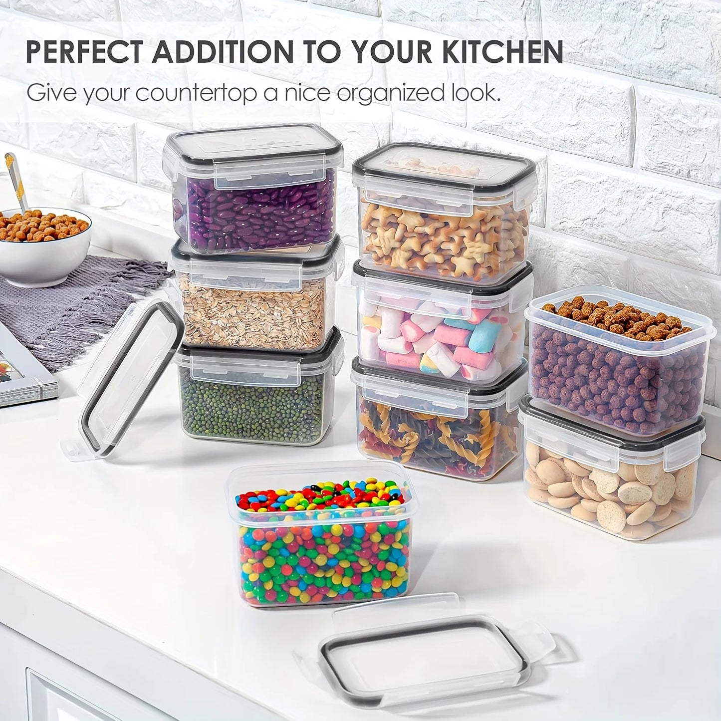 9Pcs  Storage Containers 0.8L tackable Kitchen Organizers