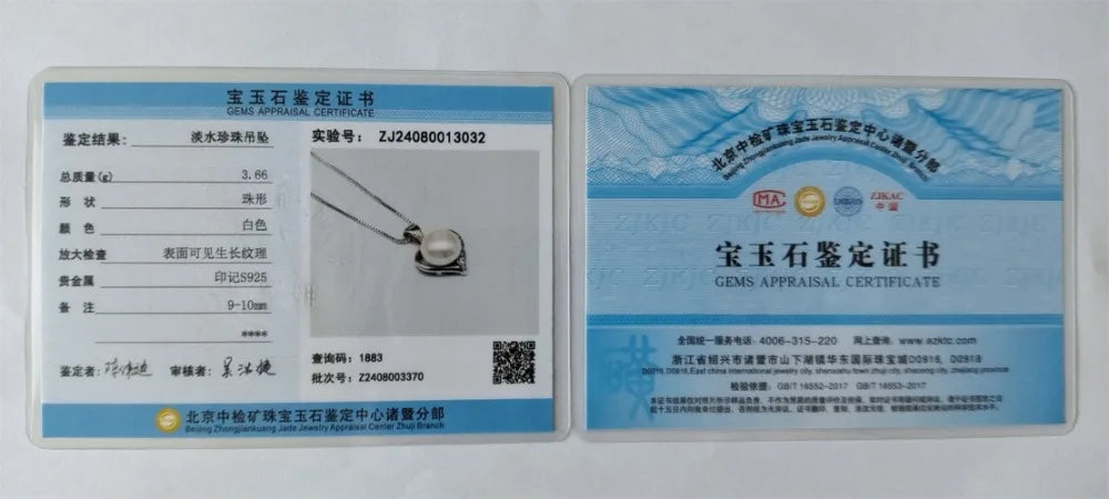 YWYC 9-10mm Natural Freshwater Pearl Love Pendant Necklace for Lover Heart 925 Sterling Silver Chain Necklace 2025 New Arrivals