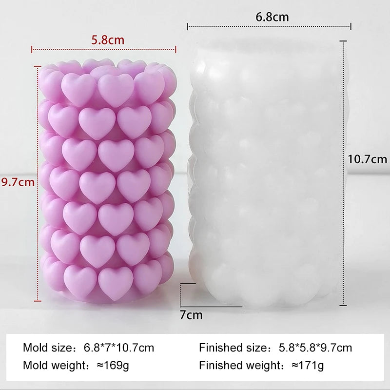 Hemasa  Basket Form Stacking Hearts Silicone Mold Valentine's Day Handmade Gifts Aroma Candle Molds Love Cylinder Candle Mould