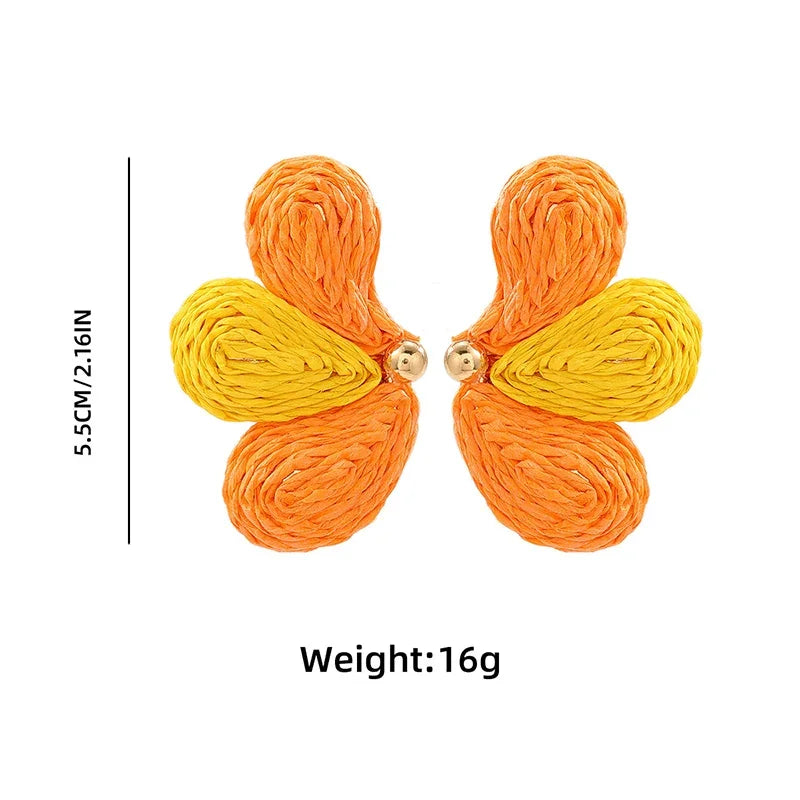 Hemasa Raffia Petal Flower Earrings For Women /Multi Color Fashion Jewelry   For Gife