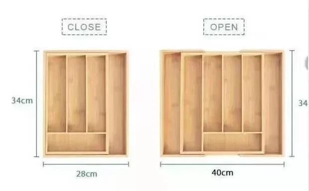 Adjustable Bamboo Cutlery Drawer Organizer for Kitchen Utensils Storage Tray Expandable Bamboo Utensil Holder for Kitchen Drawer