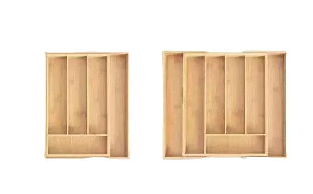 Tejesa Adjustable Bamboo Cutlery Drawer Organizer for Kitchen Utensils Storage Tray Expandable Bamboo Utensil Holder for Kitchen Drawer