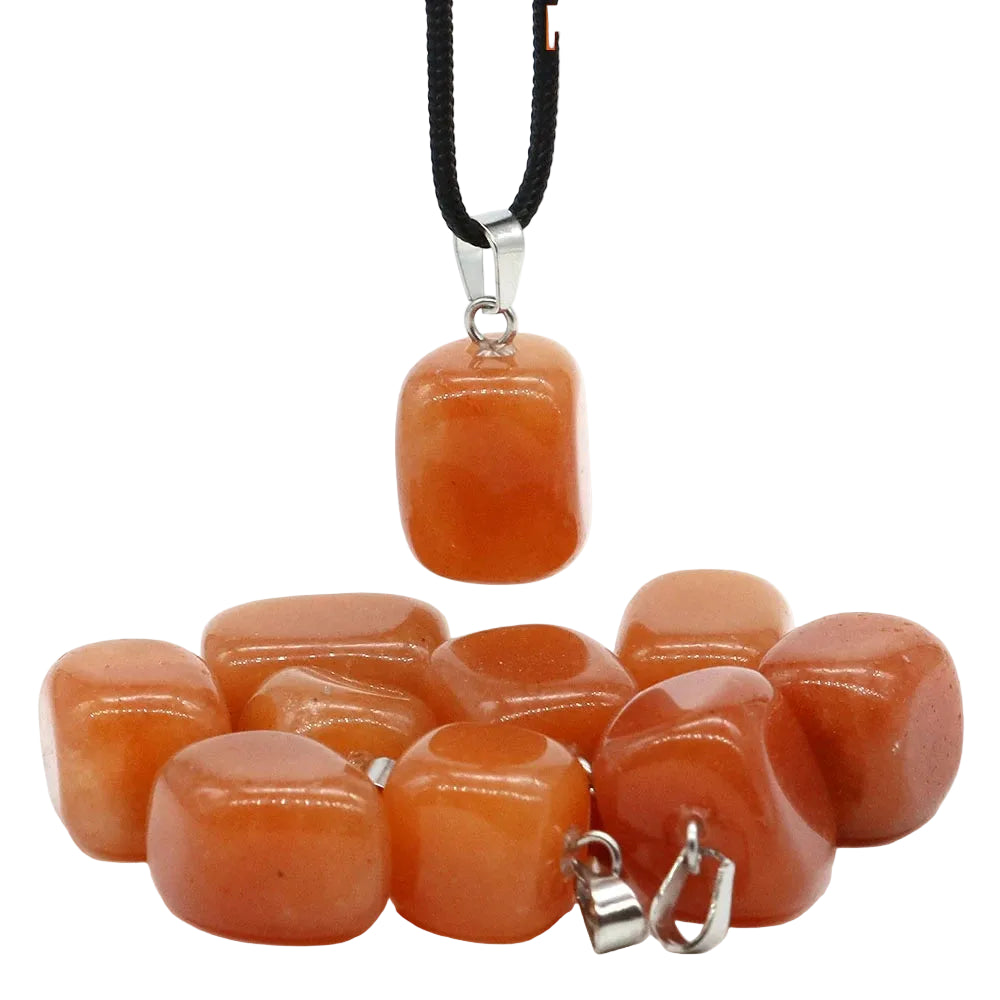 Natural Healing Irregular Tumble Stone Necklace Reiki Mineral Rose Quartz Tiger Eye Pendants for Women Men Jewelry Making Gifts