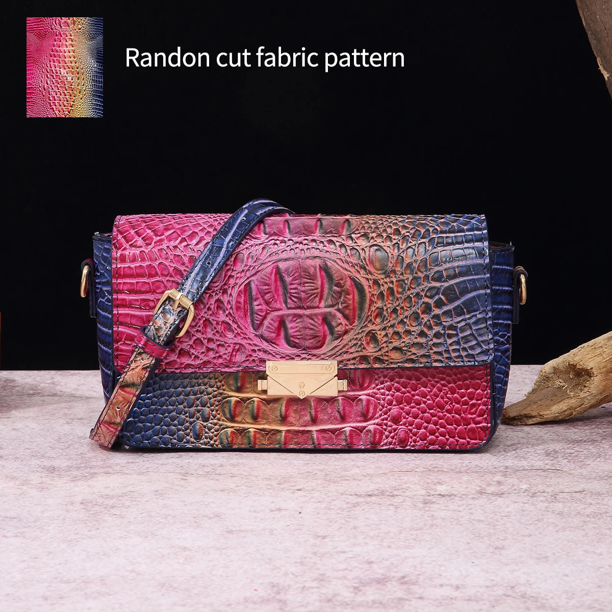 Colorful crocodile pattern classic lock buckle autumn and winter new product crossbody shoulder bag small square bag