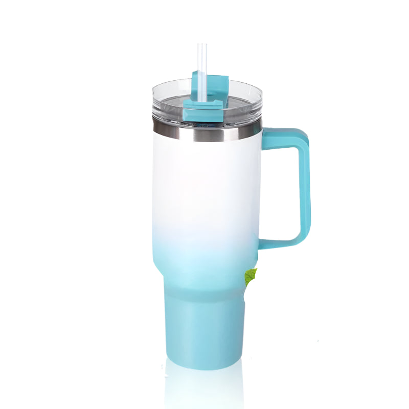 Hemasa 40oz  Stainless Steel Cup Thermal Keeps Cold and Heat Water Bottle with Handle Rainbow Thermal Mug