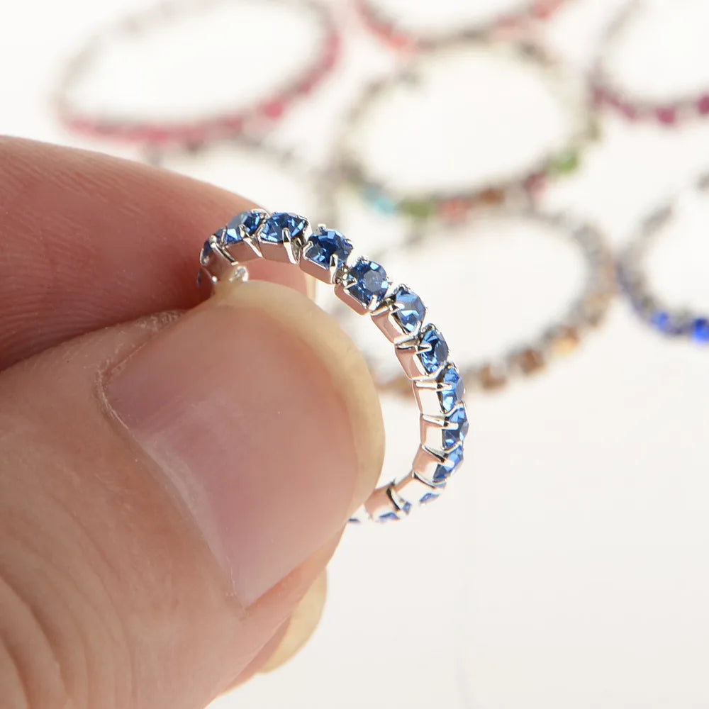 Hemasa 12pcs Adjustable Stretch Foot  Jewellery for Women /Crystal Rhinestone Finger  Rings Toe Rings Mix Color