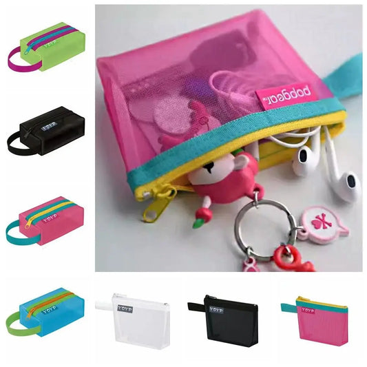 ID Credit Card Holder Mesh Storage Bag Lipstick Bags Zipper Pouch Cosmetic Bag Lipstick Bag Travel Organizer Small Coin Purse
