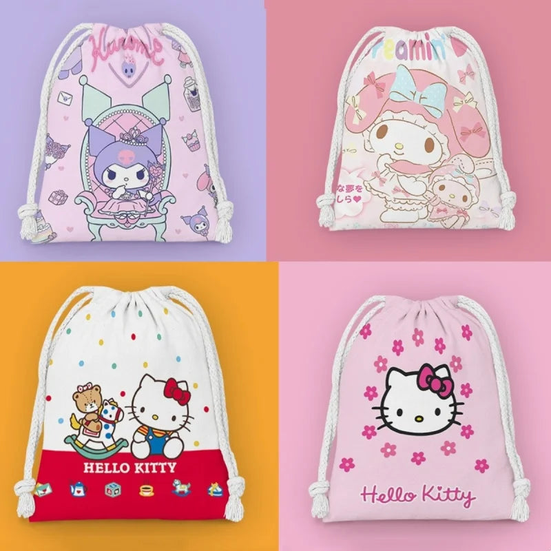 Hemasa drawstring hello kitty cartoon small bag storage bag