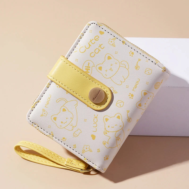 Hemasa  Cute Cat Girls Wallet/Student Card Holder/ Money Bag Zipper