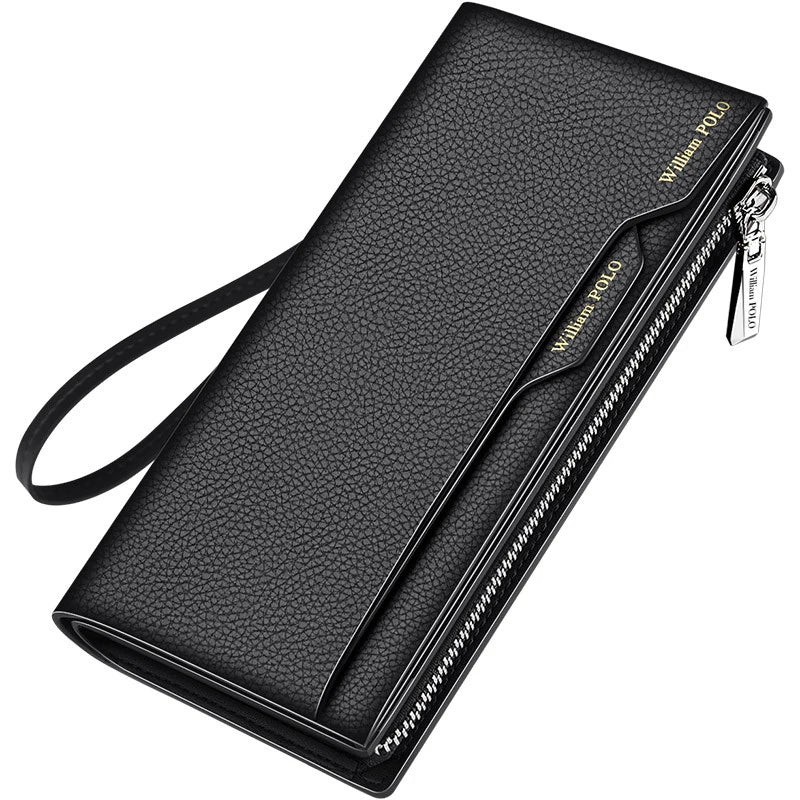 Hemasa Leather Male Wallet Credit Card Holders  Mobile Phone Bag Zipper Purse Handbag