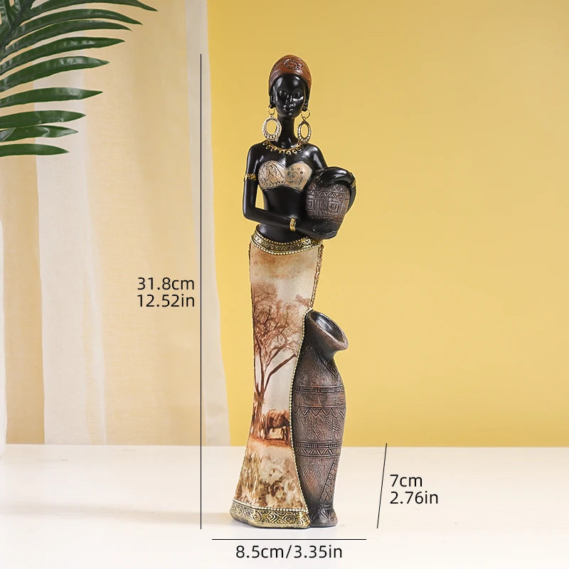 Hemasa African Style Resin Craft Figurines/ Black Woman Art Sculpture for Bedroom/Living Room/Bar Cabinet/ Entryway Decor