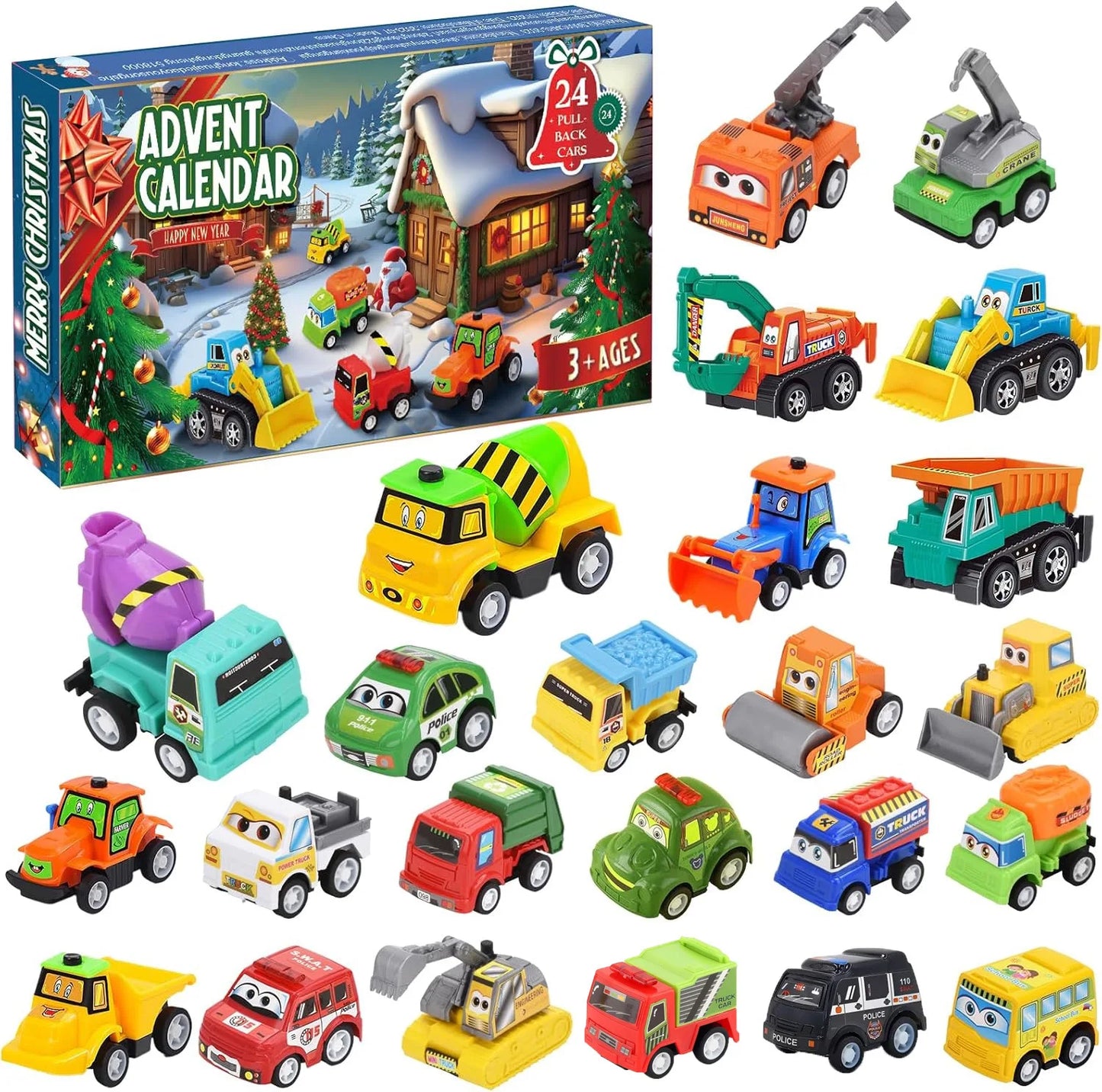 2025 Christmas Advent Calendar Gift Box for Diy Children and Boys 24-day Christmas Countdown Calendar Car Set Party Supplies