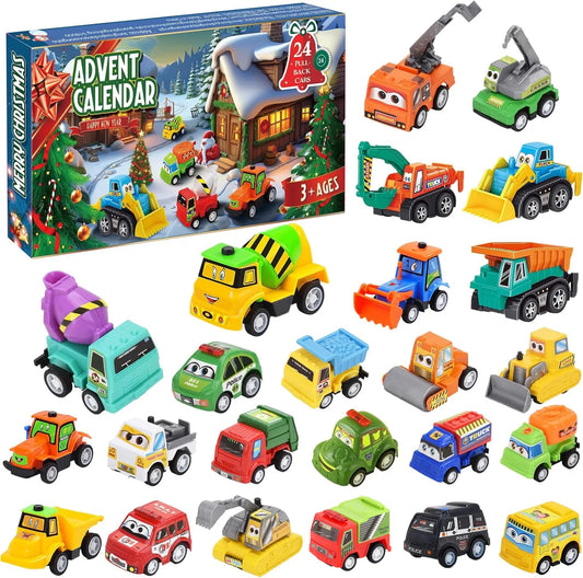 2025 Christmas Advent Calendar Gift Box for Diy Children and Boys 24-day Christmas Countdown Calendar Car Set Party Supplies