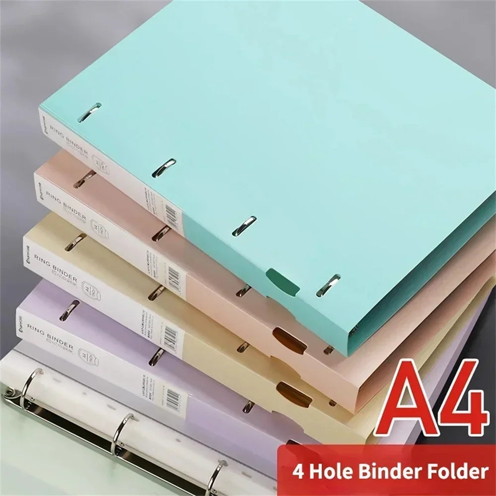 Heamsa  A4 Loose-leaf Folder Document Display Book 4 Holes Loose-leaf Folder Morandi Colour Waterproof File Ring Office Stationery