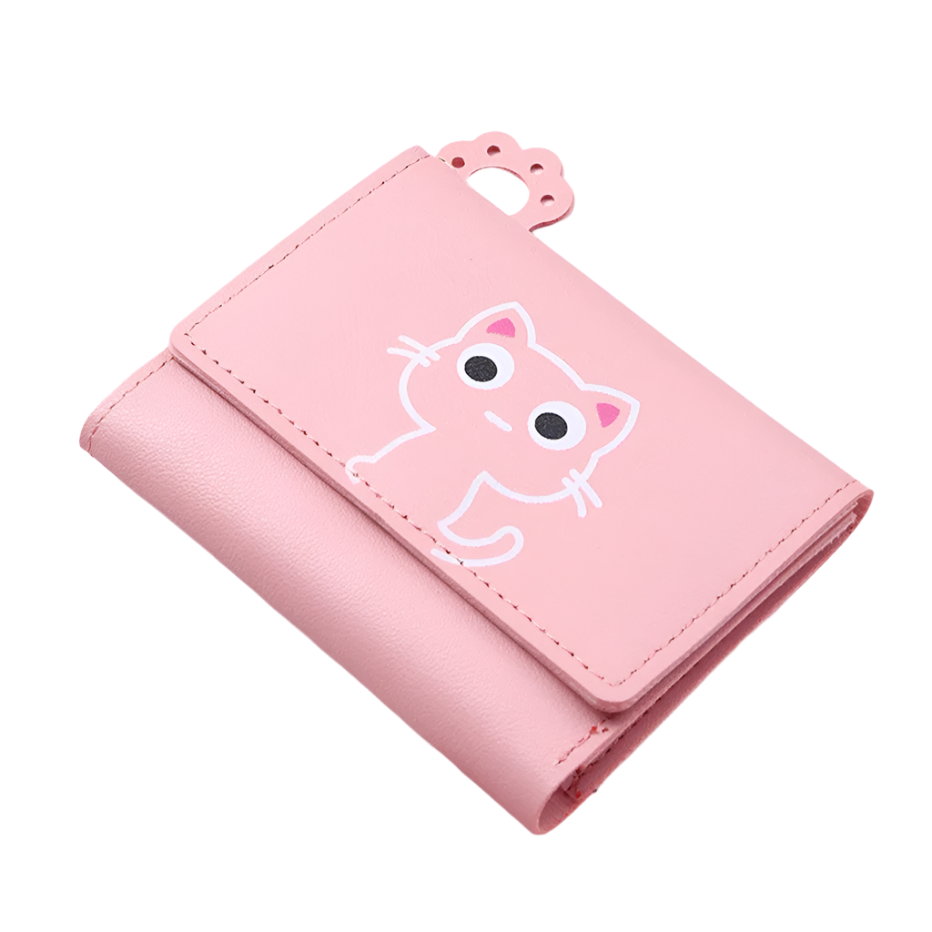 Hemasa Women's Cute Cat Wallet Female Small Short PU Leather Purse Ladies Card Holder Money Bag Hasp Creative Fashion Wallet Girls Gift