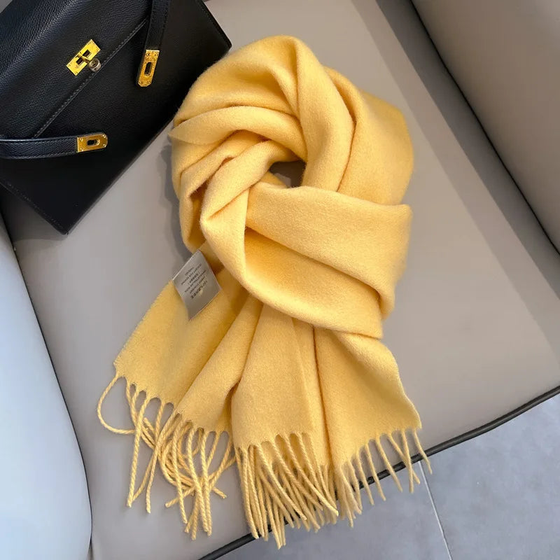 China Red Pure Wool Scarf Women's Autumn and Winter Warm Mother Scarf Light Luxury High-end Fringed Shawl