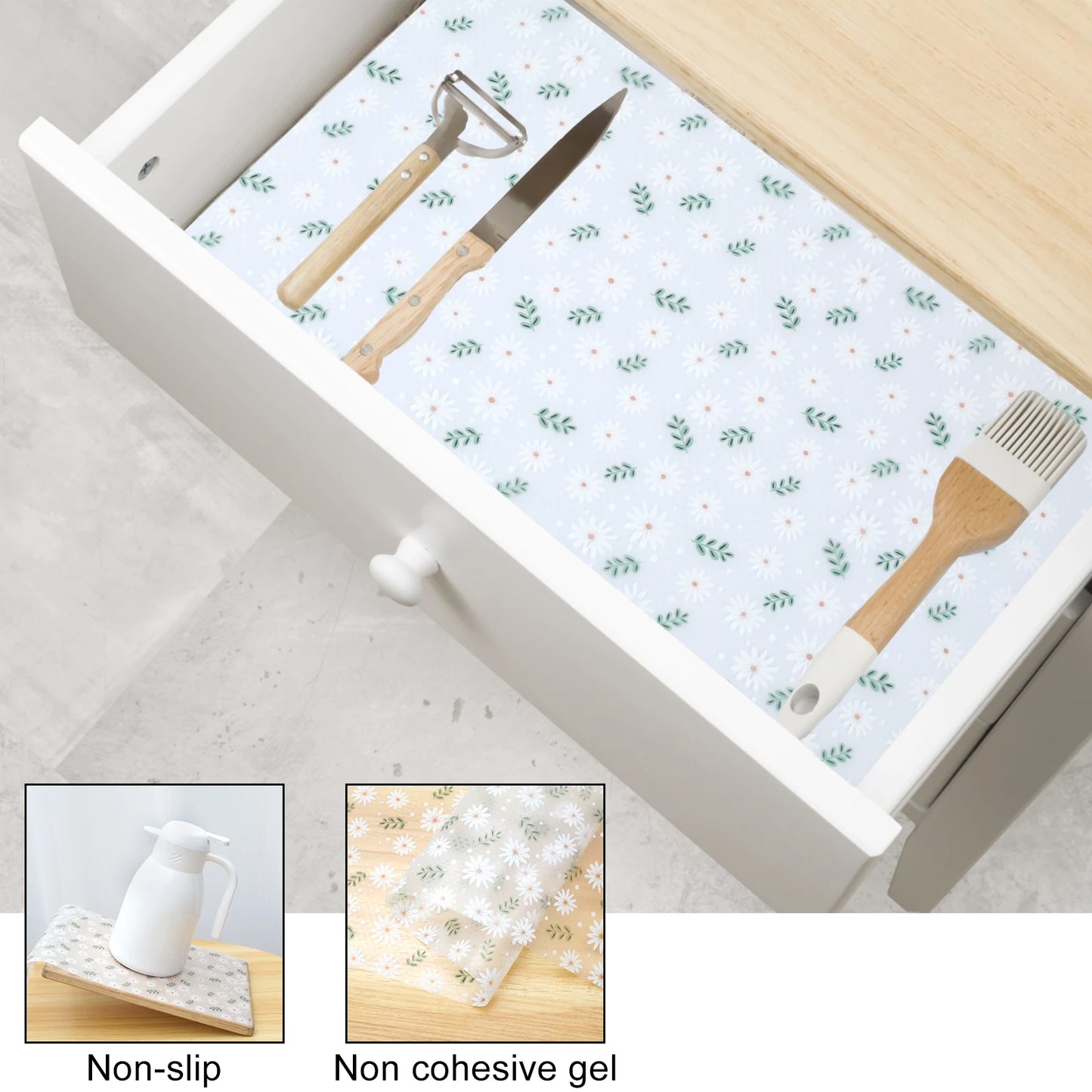 Drawer Liner Mat Dustproof Non-slip Placemats Non Adhesive Shelf Liner Kitchen Cabinets Drawer Refrigerator Oil-proof Table Pad
