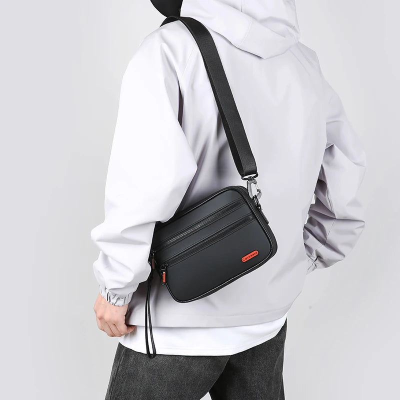 Tejesa Men's Small Shoulder Bag Durable Soft PU Leather Men's Handbag Casual Male Day Clutch Bag Shopping Bag